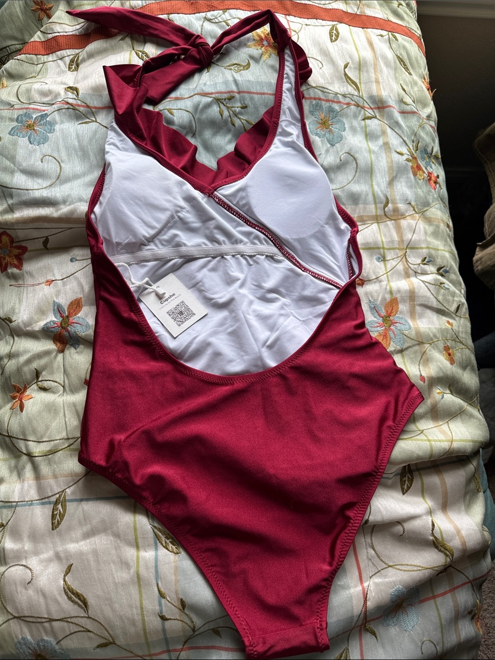 Cupshe Raspberry Red Ruffle One-Piece Swimsuit - Picture 2 of 2
